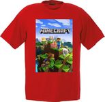 r&s creations Boys & Girls Regular Fit Pure Cotton Half Sleeves MineCraft T Shirt Red (MineCraft Pattern Red 2) / 5-6 Years