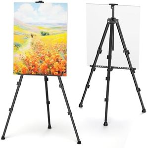 Portable Art Painting Easel Stand - Adjustable Display Artist Tripod Metal Easel with 1 Bag for Table-Top/Floor Painting, Height from 17 to 66 inches, Sturdy for Drawing, Displaying - Black