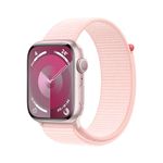 Apple Watch Series 9 [GPS 45mm] Smartwatch with Pink Aluminium Case with Light Pink Sport Loop. Fitness Tracker, Blood Oxygen & ECG Apps, Water-Resistant - One Size