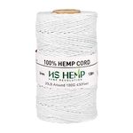 [NS HEMP] 100% Hemp Cord Craft Twine, 1mm Macrame Cord 430 Feet, Hemp String Twine for Jewelry Making, Hemp Cord 1mm 130 Meters (001 White)