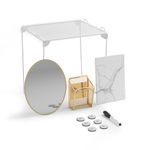 U Brands Locker Organizer and Decorating Kit, Back to School Essentials, Gold, 11-Piece, Includes Marble-Print Accessories, Mirror, Shelf, and More (4146U01-06)