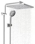 Hibbent 10 Inch Rain Shower Head,Hibbent High Pressure Fixed Showerhead,High Flow Stainless Steel Square Bathroom Rainfall Shower Head,Swivel Spray Angle,Ultra Thin, Chrome