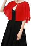 SUN-ROSE FASHIONS Women's Soft Chiffon Capelets: Soft Shawls, Capes Cover up and Wraps for Elegant Dress | Free Size (Red)