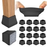 16 PCS Square Felt Bottom Silicone Chair Leg Floor Protectors,(2 inch Black).