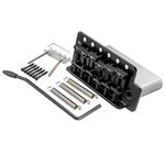 Wilkinson M Series 52.5mm (2-1/16 inch) String Spacing 6-Screw Vintage Bent Saddle Guitar Tremolo Bridge with Push-In Arm 36mm Block for Strat Style Electric Guitar, Black