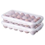 2 Pack Covered Egg Holders,Egg Holder For Fridge,egg Storage Container,Plastic Fridge Egg Trays,Deviled Egg Tray Carrier with Lid Fits 18X2 Eggs(36 Eggs）