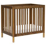 Babyletto Gelato 4-in-1 Convertible Mini Crib in Natural Walnut and Brushed Gold Feet, Greenguard Gold Certified