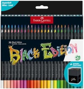 Faber-Castell Black Edition Colored Pencils - 50 Count, Black Wood and Super Soft Core Lead, Color Pencil Set for Artists, Art Supplies for Teens, Adults, Beginners, and Kids