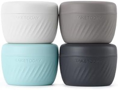 TakeToday Travel Containers for Toiletries, Leak-Proof, TSA Approved, Refillable Silicone Cylindrical Cream Jars with Lid for Cosmetic Toiletry, 3oz, 4 Pack, Grey