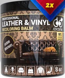 COCONIX Leather Recoloring Balm Dark Brown - Recolor, Renew, Repair & Restore Aged, Faded, Cracked, Peeling and Scuffed Leather & Vinyl Couches, Boat or Car Seats, Furniture 8 oz