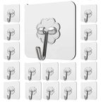 CVD Stick on Adhesive Waterproof Plastic Wall Hooks Hangers for Hanging Robe, Coat, Towel, Keys, Bags, Lights, Calendars | Max Load 15 kg -Transparent (Pack of 10)