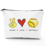 Softball Makeup Bag, Softball Accessories Stuff for Girls, Softball Gifts for Women, Softball Cosmetic Bags, Youth Softball Bag, Just A Girl Who Loves Softballs