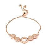 ZENEME Bracelet Rose Gold Plated White American Diamond Studded Oval Shaped Adjustable Bracelet for Women and Gift for Girls