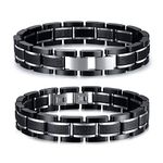 VNOX Custom Personalized Elegant Stainless Steel Two-Tone Blue&Black Link Bracelet for Men Husband Dad Son Gift,8.2"/8.6", 8.6 inches, no gemstone