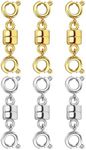 OHINGLT Double Magnetic Necklace Clasps and Closures,Gold and Silver Plated Jewelry Clasps Converters for Bracelet Necklaces Chain