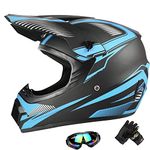 ATV Helmets, Youth Off-Road Motorcycle Helmet,Kid's Casco for Motorcross and Mountain Bikes,BMX,Dirt Bike,DOT Quality Certificati (Blue, Small)