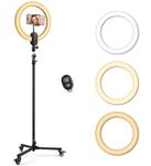 Tirkod 12 inch Ring Light with 63 inch Tripod Stand, 20W 2800mAh Rechargeable Ring Light Tripod for iPhone, Dimmable 3000-6500K LED Light for Make Up, Selfie, Streaming, and Video