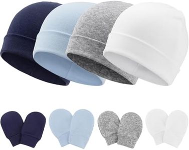 DRESHOW Bonnets de Naissance et Moufles de Protection Bébé Gants Bonnet Nouveau-né Bambin Doux Mignon Tricoté Chapeau 0-6 Mois, Taille unique