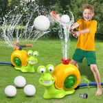 2 in1 Water Sprinkler Baseball Toy for Kids,Snail/Helicopter Sprinkler Ball Set with 2 Sprinkler Heads,Outdoor Spray Play Water Toys for Backyard Lawn Garden Summer Pool Party Fun (Snails)