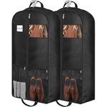 BH7STAR 43" Heavy Duty Garment Bags for Travel 6.5" Gusseted Suit Bags for Closet Storage 2 Handles Hanging Clothes Bag with Pocket Mens Suit Cover for Shirts, Coats, Dresses 2 Pack