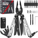 BIBURY Multitool Pliers, Stainless Steel 31-in-1 Multi Tool Pliers with Replaceable Wire Cutters and Saw, Foldable Multitools with Scissors and Screwdriver, Ideal for Camping, Survival, Gift for Him