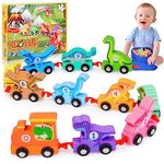 HappyKidsClub Toys for 1 2 3 4 Year Old Boy Gifts, Toddler Toys Wooden Dinosaur Train Set for Boys Toys Age 2 3 4 Montessori Toys for 1 2 3 Year Old Educational Kids Toys Age 2 3 4 Year Old Girls Gift