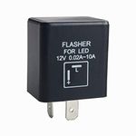 Dewhel 12V 0.02A-10A 2-Pin CF-12 Electronic LED Flasher Relay Fix For Turn Signal Light Fast Hyper Flash