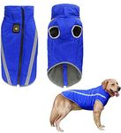 BUSHIKO Windproof Warm Dog Winter Jacket|KO_KJWaterproof Polar Fleece Lining Wind Breaker with Leash Hole Pet Warm Clothing for Small, Medium and Large Dogs. (Blue, Size: 4XL, Chest: 75 cm)