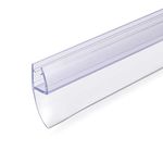 Navaris Shower Screen Door Seal - Replacement PVC Splash Guard Seal Strip for 6mm Glass Shower Door with 180 Degree Fin Seal - 1m Long