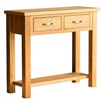 RoselandFurniture London Oak Console Table with Storage | Contemporary 2 Drawer Solid Wooden Hall Stand for Living Room, Bedroom, Hallway or Kitchen