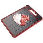 Defrost Tray 4-in-1 Chopping Board with Spice Grater and Knife Sharpener Kitchen Gadget (Black + Red)