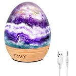 SMQ Rainbow Fluorite Crystal Night Light 2 Colors USB Chargeable Dimmable Touch-Control Gemstone Egg Shape LED Bedside Table Lamp for Kids,Adults Living Bedroom Decor