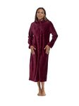 INSIGNIA Ladies Zip Tradional Dressing Gown (Wine Wave Zip Up, 12-14)