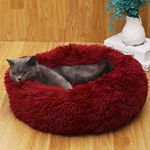 ZEXSAZONE Round Donut Pet Bed for Cats and Puppies Dogs, Cozy and Plush, Raised Bedside Support, Both Sides Use Like 2 in One, Washable, Sizes for Small, Medium, and Large Pets.