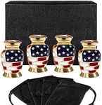 Trupoint Memorials Small Urns for Human Ashes — Keepsake Urns for Human Ashes, Cremation Urns for Human Ashes, Mini Urns for Human Ashes, Small Urns for Ashes — Set of 4, Mosaic, American Flag Urn