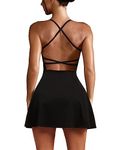 OZICERD Tennis Dress Golf Dresses for Women with Shorts Backless Athletic Dress Casual Summer Dresses Cute Short Dress Black S