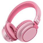 MIDOLA Headphones Kids Bluetooth Wireless Volume Limited 85/110dB Over Ear Foldable Noise Protection Headset/Wired Inline Cable Aux 3.5mm Mic for Child Boy Girl Travel School Pad Tablet Pink