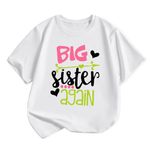 Sanqidu Big Sister Again Finally T Shirts Tops Toddler Baby Girl Sisters Announcement Tees Clothes Novelty Gift Summer Outfit (Big Sister Again 3-White, 7-8 Years)