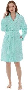 PAVILIA Mint Teal Womens Robes Lightweight, Knee Length Plush Fluffy Shower Bathrobe for College Dorm Ladies, Soft Fuzzy Cozy with Pockets, L/XL