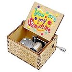 Auduye You are My Sunshine Music Box, Wood Hand Crank Laser Engraved Vintage Crafts Personalized Small Musical Boxes, Unique Gifts for Mother's Day, Anniversary, Christmas, Birthday, Valentine's Day