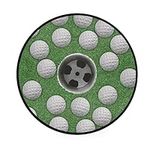 Poeticcity White Golf Balls on Green Missed Target Round Area Rug Doormat, Front Door Mats Carpets Rugs Doormats, Non-Slip Floor Entry Welcome Mat for Outdoor & Indoor 36.2 Inches