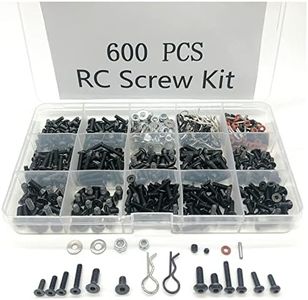 600pcs Universal RC Screw Kit Screws Assortment Set, Hardware Fasteners for Traxxas Axial Redcat HPI Arrma SCX10 Losi 1/8 1/10 1/12 1/16 Scale RC Cars Trucks Crawler, RC Screw Kit, Car Body Clips Pins