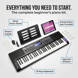 RockJam 61-Key Keyboard Piano – Portable Electronic Music Keyboard