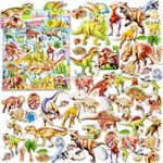 FunBlast Dinosaur Stickers for Kids, 50+ Pcs Self Adhesive 3D Puffy Kawaii Stickers for Kids, Stickers for Scrap Booking, Card Making, Art & Craft Materials for Kids, DIY Craft Items for Kids