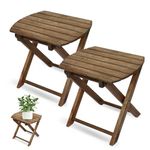 TIMBERHOLM Pack of 2 Outdoor Folding Side Tables (12.2"" Height, Walnut, Oval), Oval-Side Table-P2-12IN-Walnut