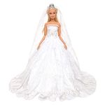 Miunana Princess Party Wedding Dress Clothes Gown Outfit with Veil for 11.5 Inch Girl Doll Gift