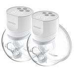 Momcozy Wearable Breast Pump S12 Pro, Double Hands-Free Pump with Comfortable Double-Sealed Flange, 3 Modes & 9 Levels Electric Breast Pump, Smart Display, 24mm (2, White)