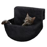 Petlicity Deluxe Radiator Cat Bed, Round Cosy and warm fleece beds Basket Cradle Hammock, Solid & Durable Iron Frame handling heavier Animals, Perfect for Cats, Kittens, Puppy Dog (Black)