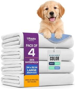 Utopia Bedding Washable Pee Pads for Dogs 34" x 52" (Pack of 4), Waterproof Incontinence Bed Pads for Adults, Elderly and Kids, Heavy Absorbency Pet Training Pads for Sofa and Couch (White, Blue)