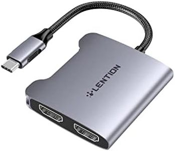 LENTION USB C to Dual HDMI Adapter, [Supports Up to Two 4K/30Hz Monitors] Compatible New Mac, Surface Book 2/Pro 7/Go, XPS 13/15, Windows Laptops, More, Stable Driver Adapter (CB-CF53, Space Gray)